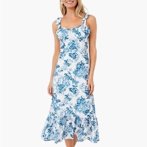 Reformation Dupe Blue Floral Dress from OPT